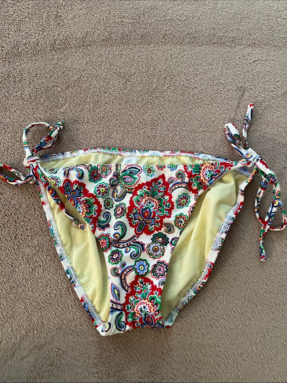 Athleta Multicolor Floral Paisley Tie-Side Bikini Bottoms Like New